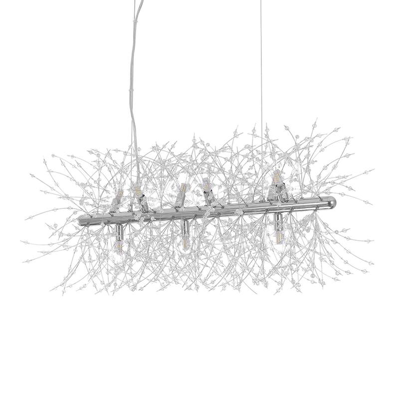 9-Light Modern Linear Firework Dandelion Crystal Chandelier