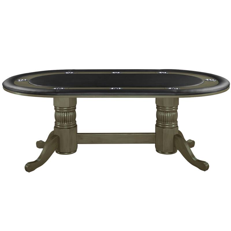 Wood 80 Inch Poker Table With Padded Vinyl Poker Surface By RAM Game Room - 80 INCH - Green/Grey
