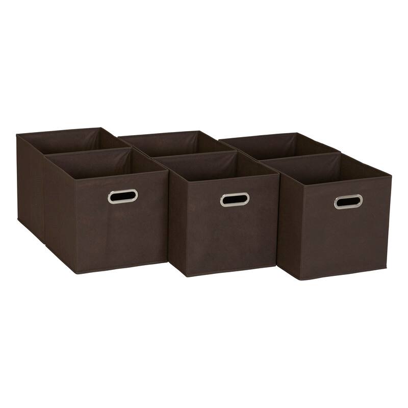 Household Essentials Open Fabric Cube Storage Bins, Set of 6 - Brown