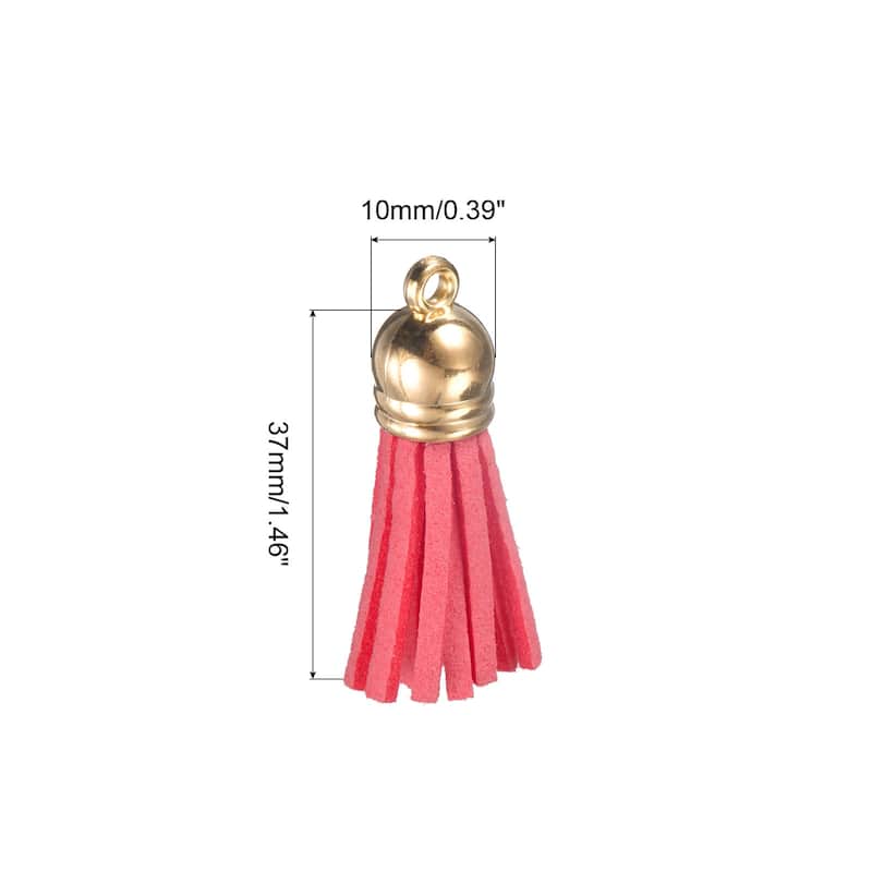 1.46" Leather Tassel Keychain for Bracelet DIY Craft Accessory 120Pcs Red