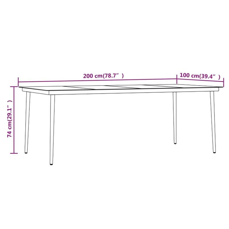 vidaXL Patio Dining Set Seat 3/5/7 Piece Black/Gray 31.5"/55.1" Table Length