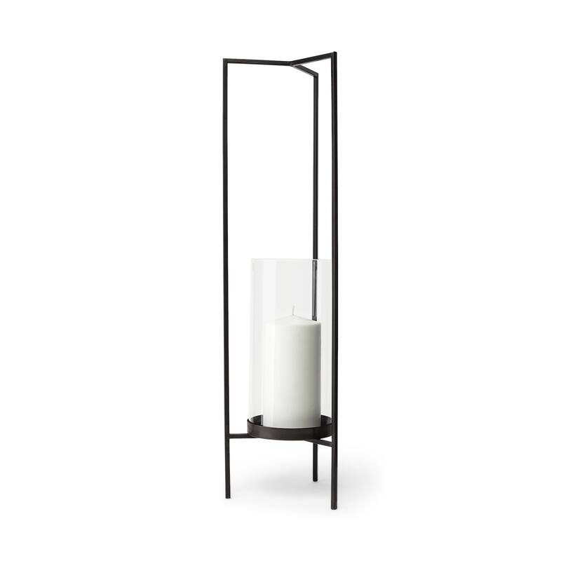 30" Gray Abstract Metal Tabletop Hurricane Candle Holder