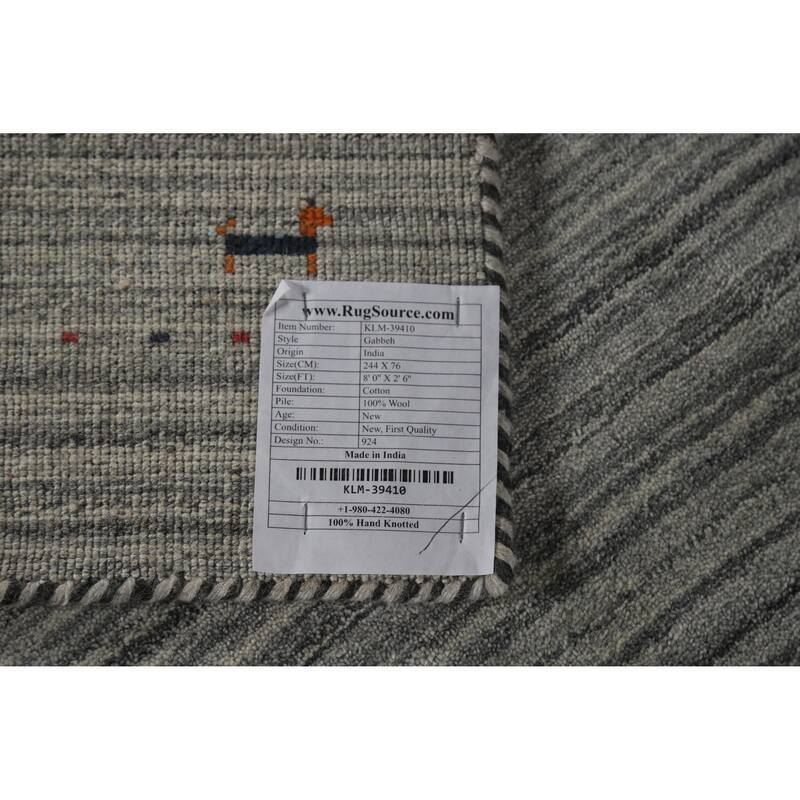 Gabbeh Indian Runner Rug Handmade Tribal Wool Carpet - 2'6" x 8'0"