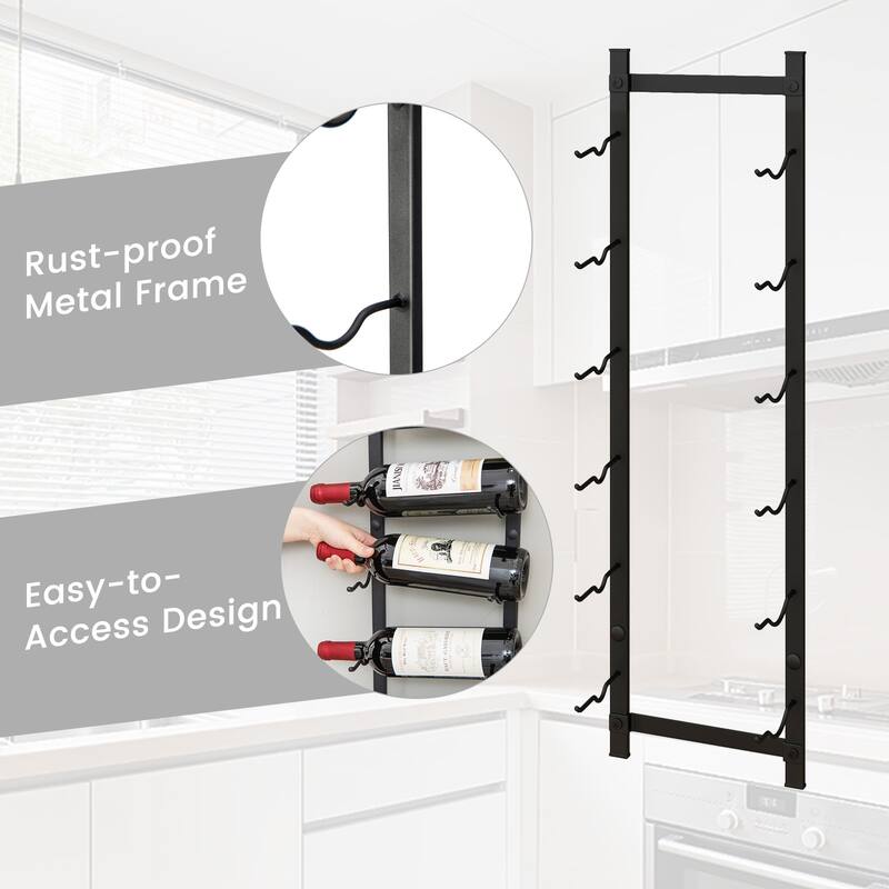 6 Bottle Rustproof Wall-Mounted Wine Rack