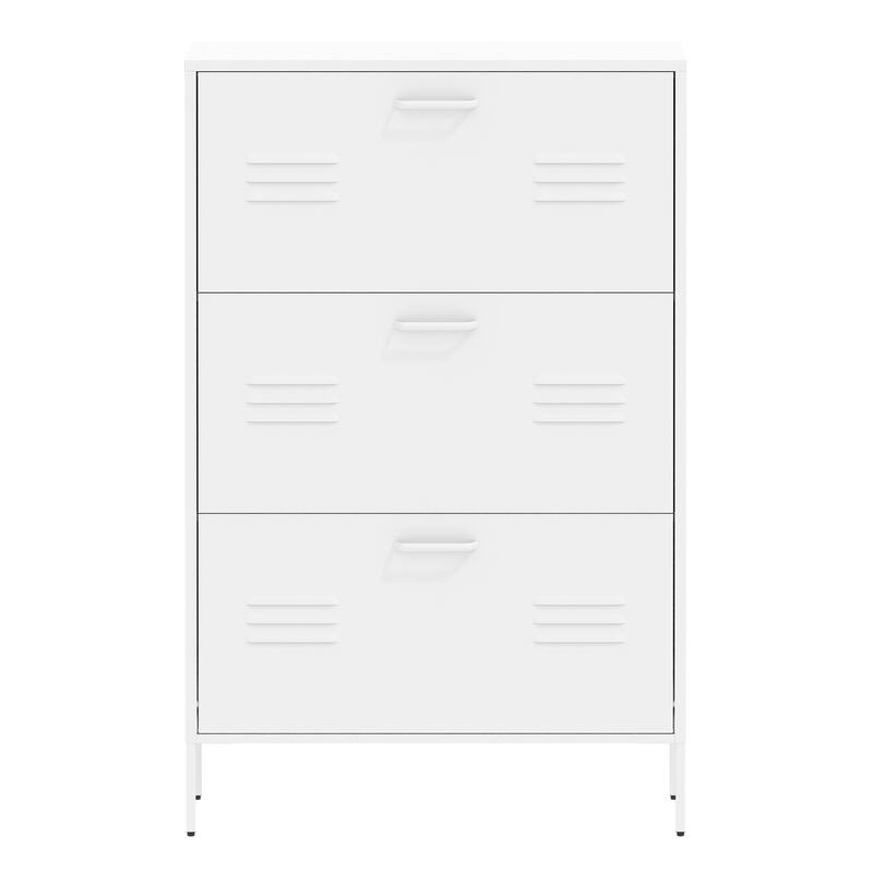 Shoe Storage Cabinet with 3 Flip Drawers, Freestanding Shoe Cabinet Organizer with Metal Frame for Entryway, Hallway, F