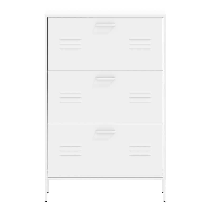 Shoe Storage Cabinet with 3 Flip Drawers, Freestanding Shoe Cabinet Organizer with Metal Frame for Entryway, Hallway, Foyer