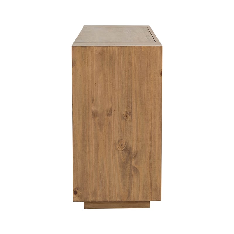 4 Drawers and 1 Open Shelf Wooden Sofa Table in Oak