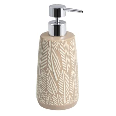 Embossed Leaf Lotion Pump - Taupe / White - Lotion Pump
