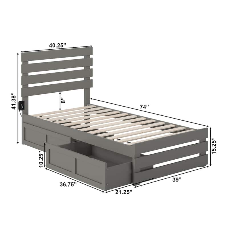 Oxford Bed with Footboard and USB Turbo Charger with 2 Drawers