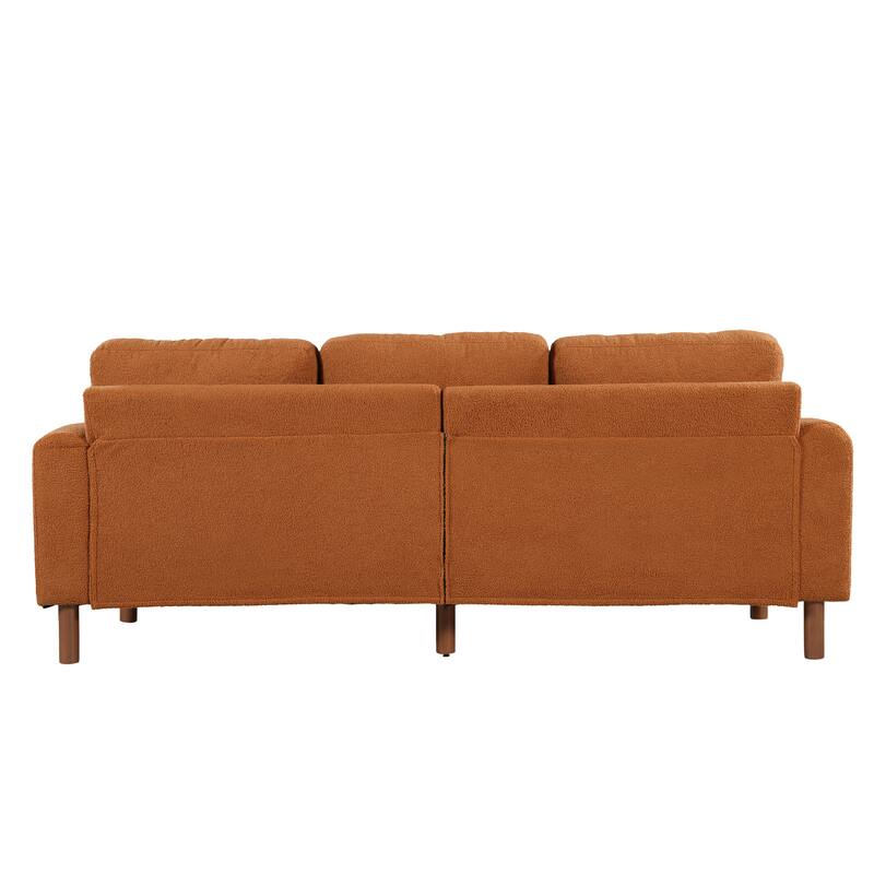 Roomfitters 84" 3-Seater Sofa, Teddy Velvet Couch with Integrated Solid Wood Legs and Curved Arc Armrests