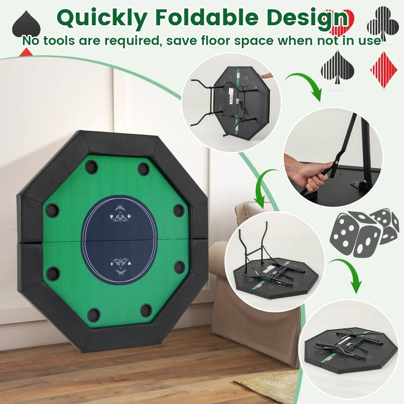 Costway 48" Foldable Poker Table for 8 Players Portable Blackjack - See Details