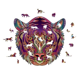 Holzpuzzle 'Colorful Tiger' - Buntes Tier-Puzzle Mit Einzigartigen Formen