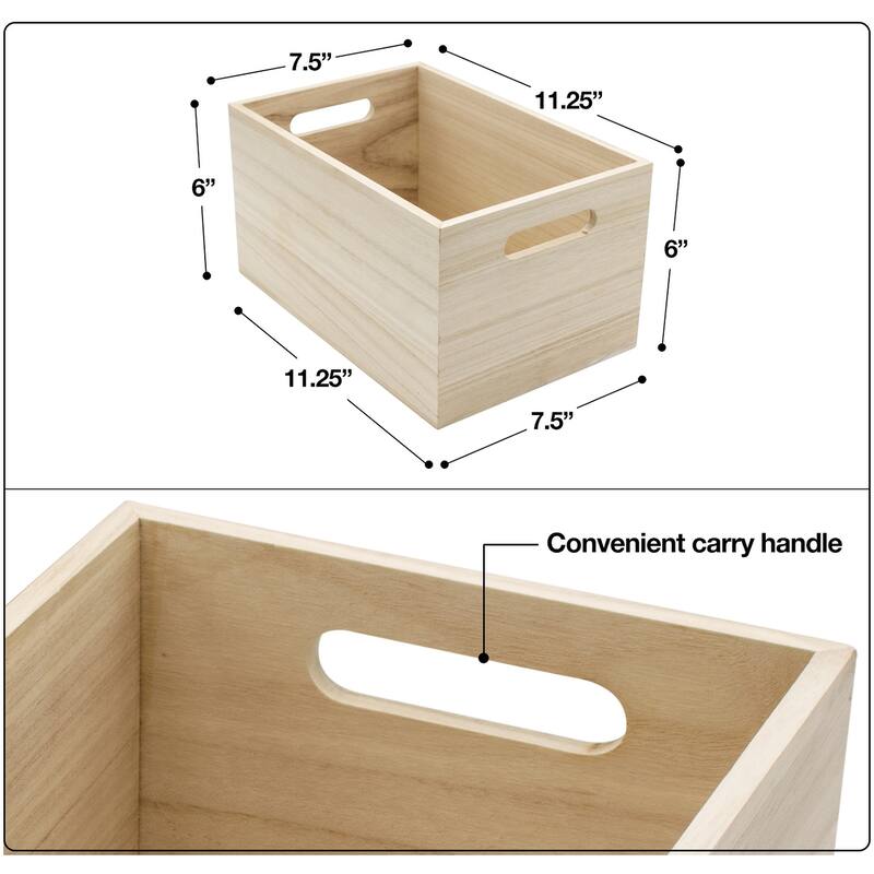 Unfinished wood crates, Organizer bins, Wooden box, Cabinet containers