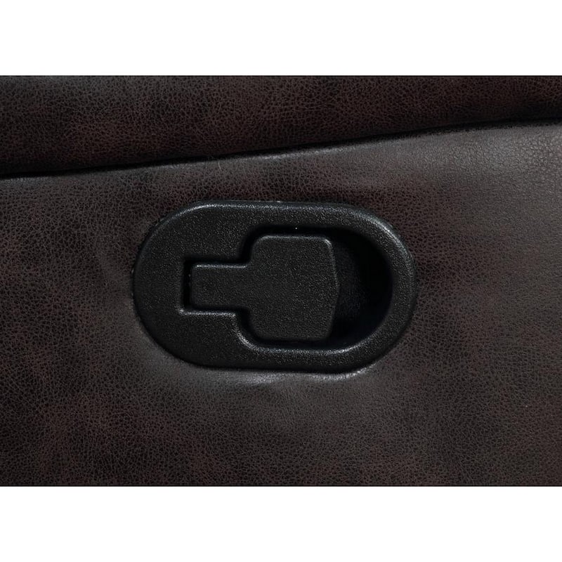 Jake 41 Inch Gliding Manual Recliner, Pillowtop, Dark Brown Faux Leather