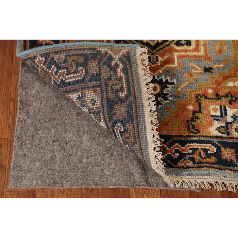 Light Blue Heriz Serapi Indian Runner Rug Handmade Wool Carpet - 2'8" x 7'10"