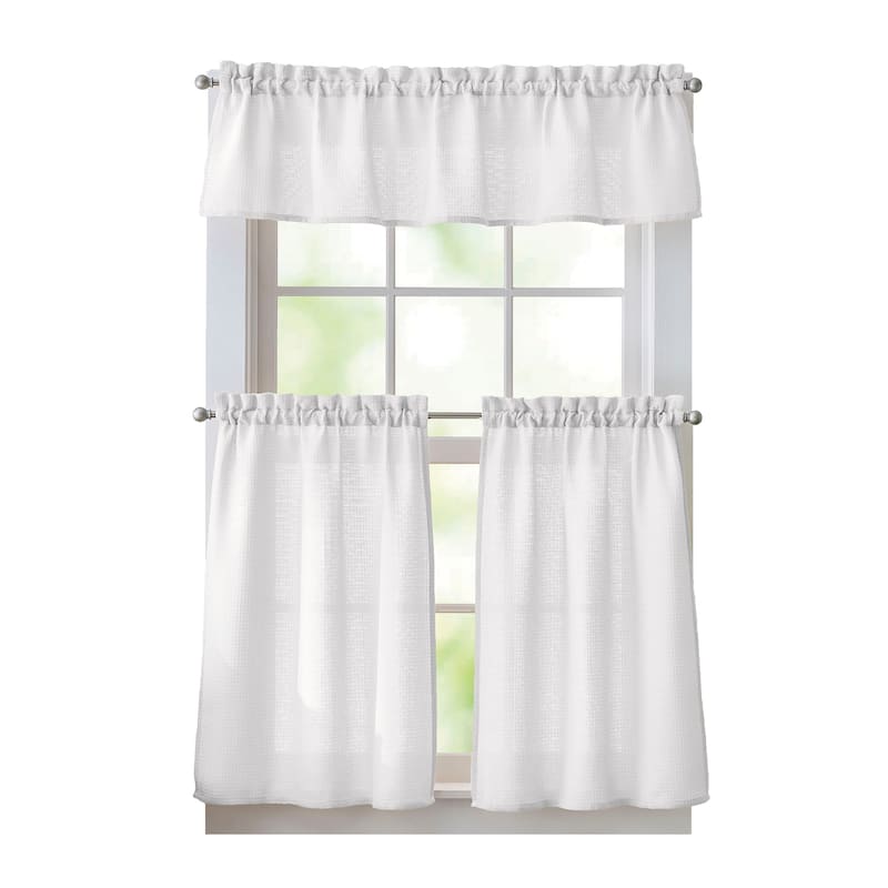 Curtainworks Eldridge Waffle 3-piece Valance & Tier Set