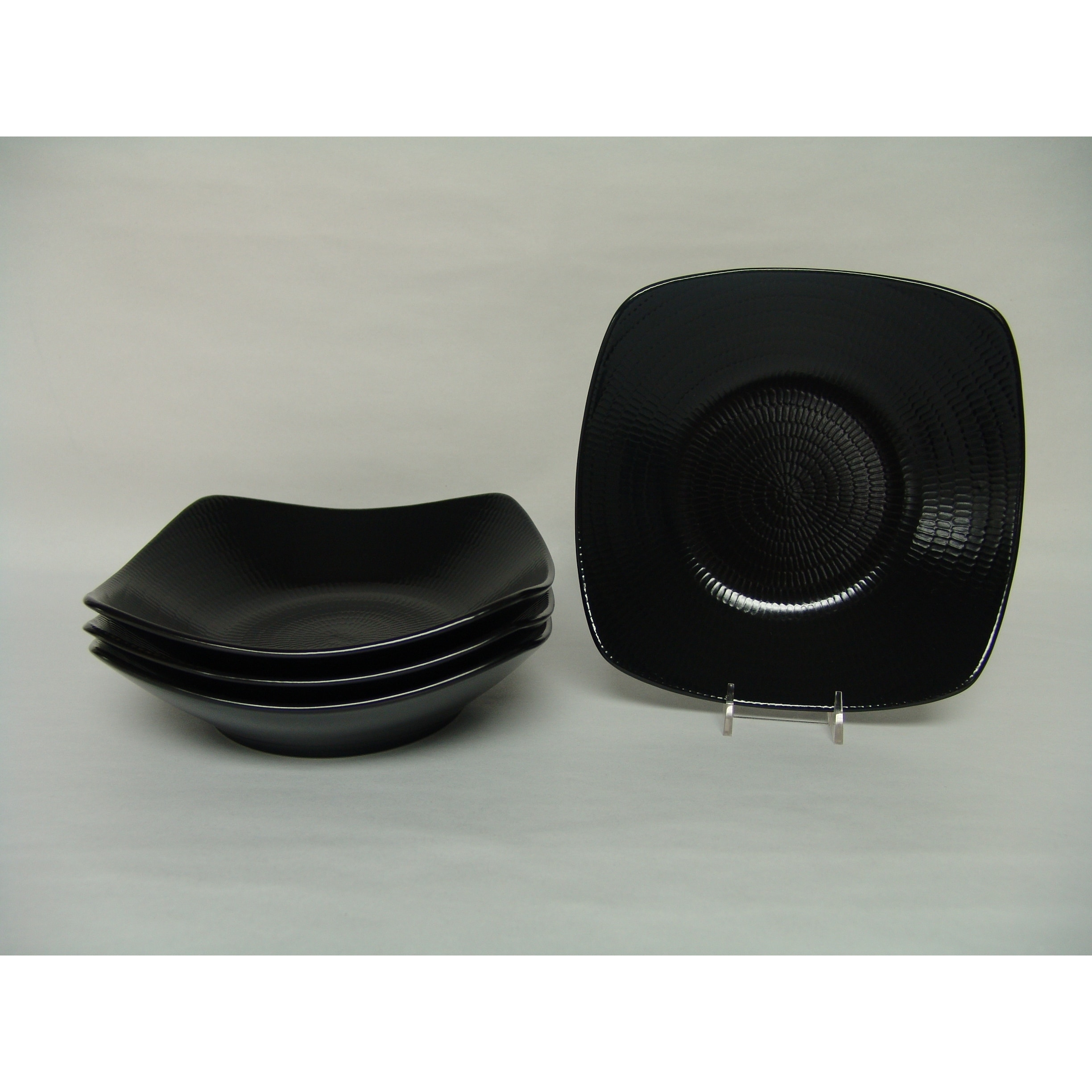 Red Vanilla Black Rice Square Soup Bowl Set of 4