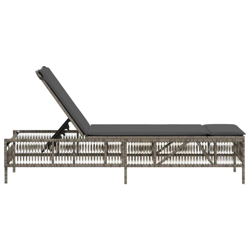vidaXL Sun Lounger with Cushion Daybed Chaise Lounge Patio Furniture Poly Rattan - 21.7 x 77.9 x 37.8