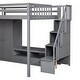 preview thumbnail 24 of 26, Full Size Loft Bed Frame with Wardrobe, Low Storage Table and Storage Staircase, Solid Wood Loft Bed Frame, No Box Spring Needed