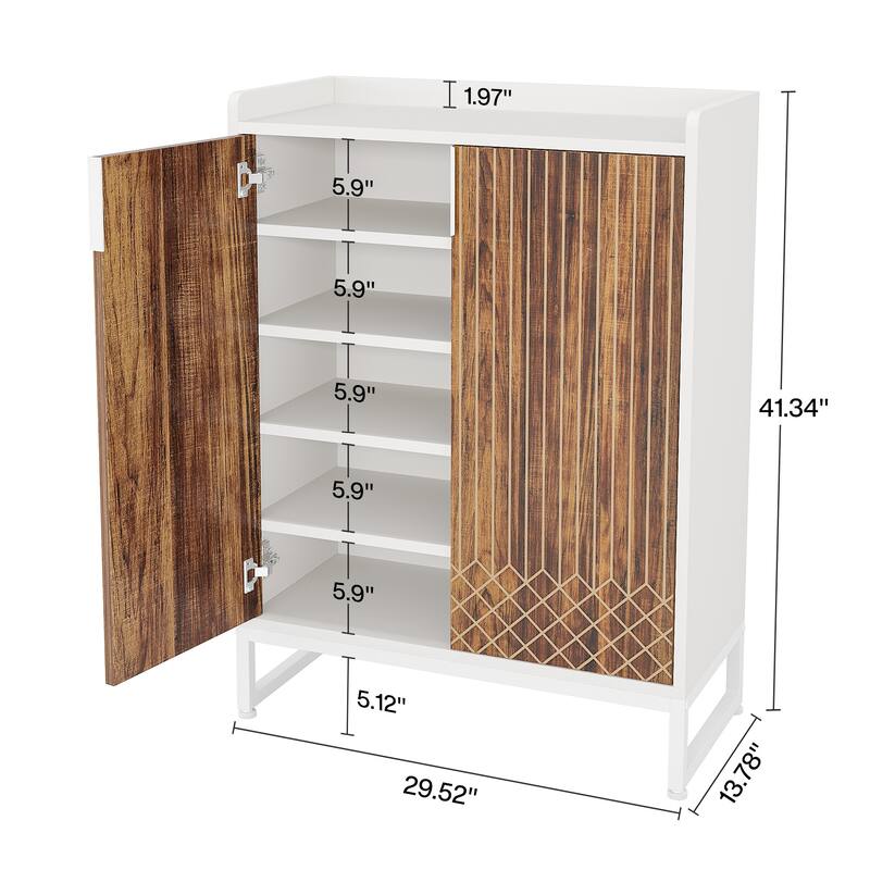 Shoe Cabinets with Doors, 5-Tier Wood Shoe Rack Organizer for 25 Pairs