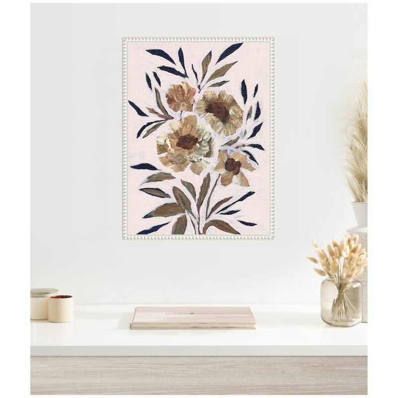 Kate and Laurel Sylvie Muted Paintrely Florals Framed Canvas by Nikita Jariwala