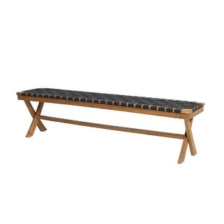 Mallett Outdoor Acacia Wood Bench with Rope Seating by Christopher Knight Home - 61.00" W x 13.75" D x 16.25" H