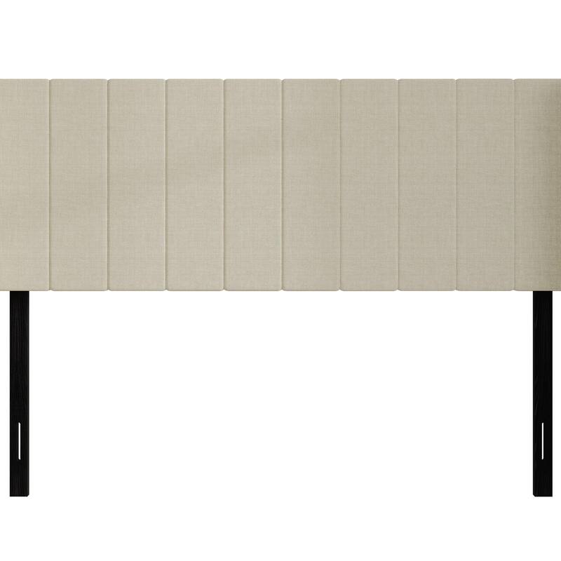 Clayfell Ipswich Upholstered Wingback Headboard with Nailhead Trim, Modern Vertical Channel Tufting, Easy Assembly