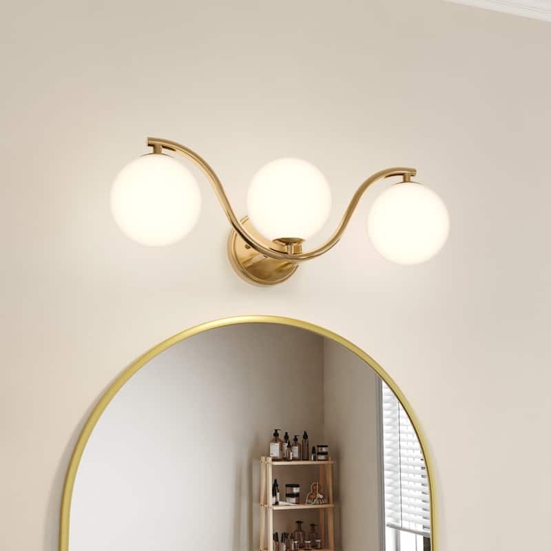 Acroma Triple Globe Wave Vanity Lighting - 3-light