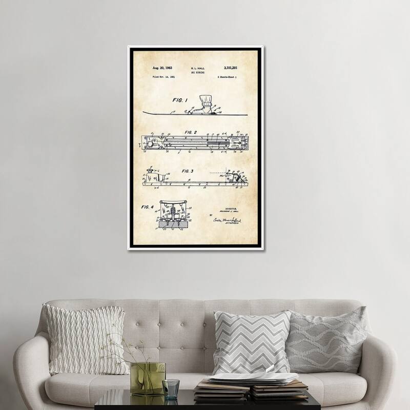 iCanvas "Ski Binding" by Patent77 Framed Canvas Print