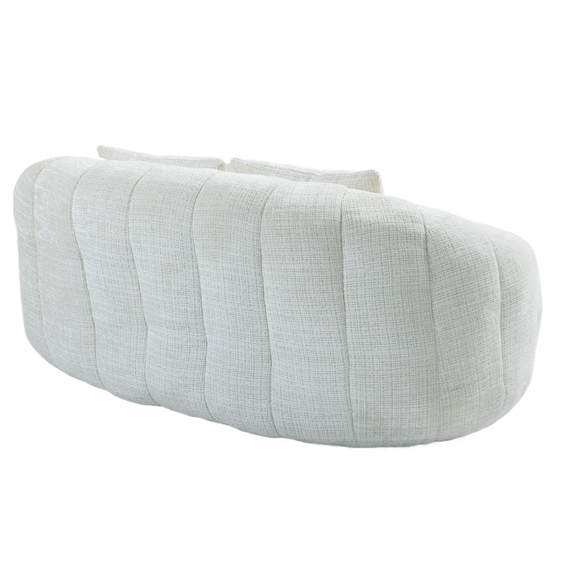 Beige Modern 59.05" Chenille High Back Loveseat Upholstered Chaise Lounge Chair with Pillows
