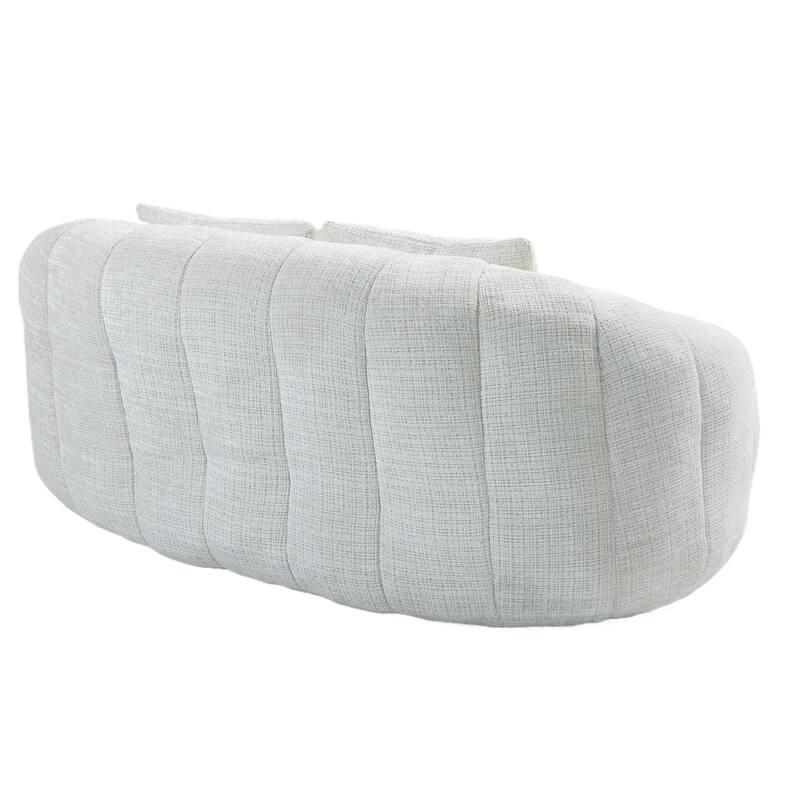 Chenille Giant Bean Bag Chair, High-Density Foam Lazy Sofa Chair, Round Bean Bag Sofa with 2 Pillows & Curved Armrests