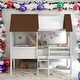 preview thumbnail 1 of 34, Modern Twin Size Low House Loft Bed With Two Side Windows,Sturdy Construction for Bedroom White+Brown