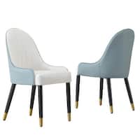 White+Blue, Solid Wood Dining Chair with PU Leather Side Chairs Set of ...