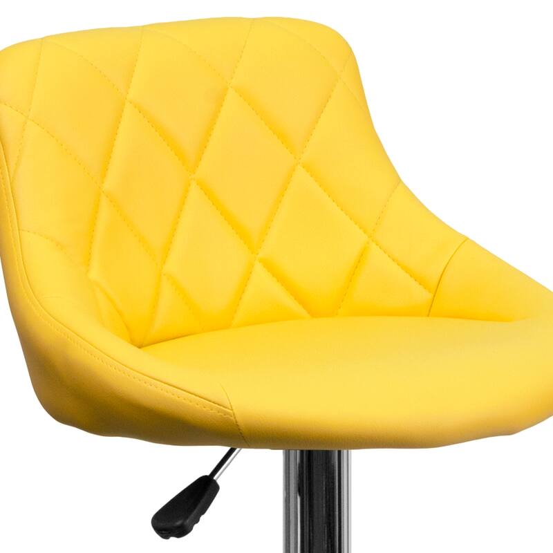 Vinyl Bucket Seat Adjustable Diamond Back Barstool (Set of 2) - 18.50"W x 19"D x 33.25" - 41.75"H