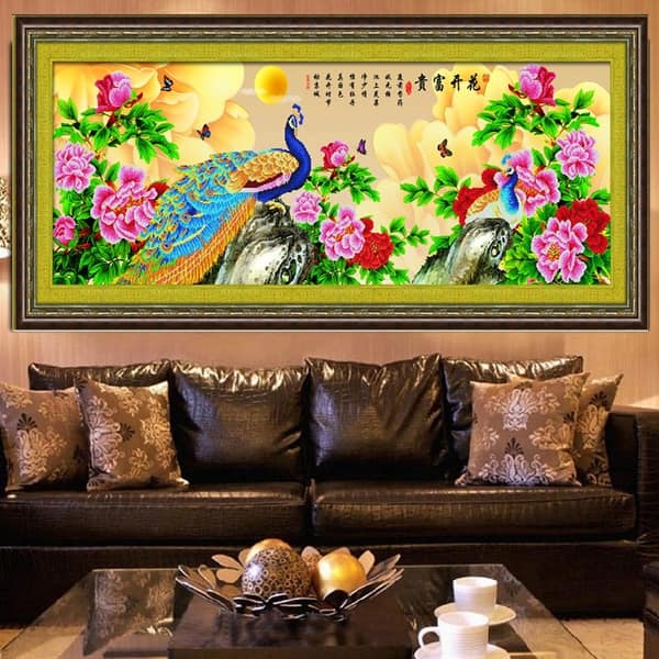 Shop Diamond Painting Fortune Comes With Blooming Flowers Peacock