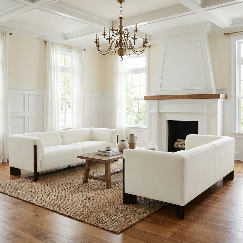 Upholstered Oversized Sofa Loveseat Set of 2