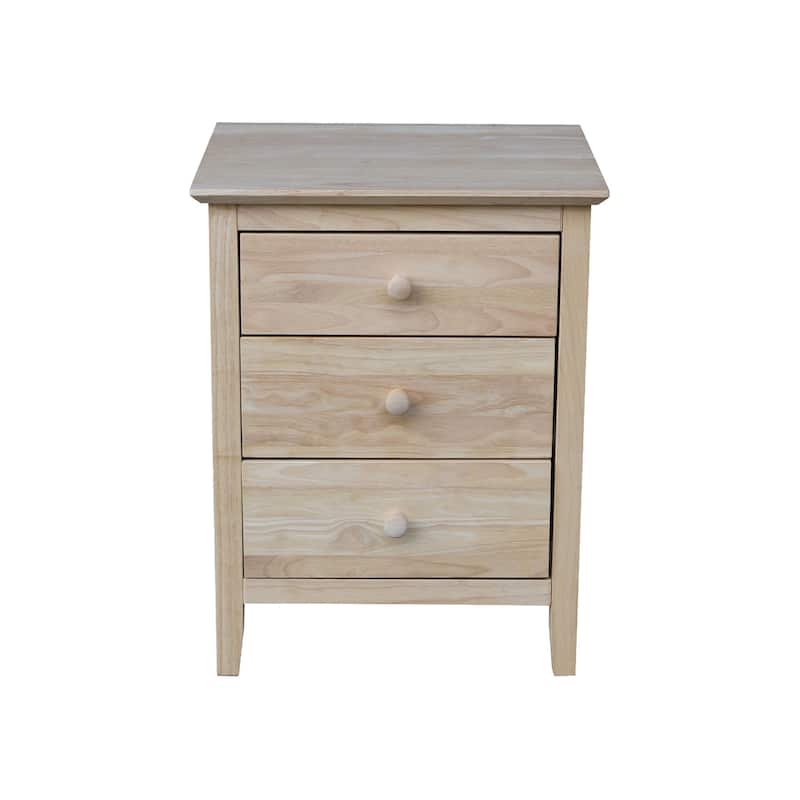 International Concepts Solid Wood Bedroom Nightstand with 3 Drawers - Unfinished - 3-drawer