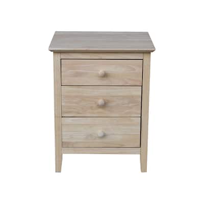 International Concepts Solid Wood Bedroom Nightstand with 3 Drawers