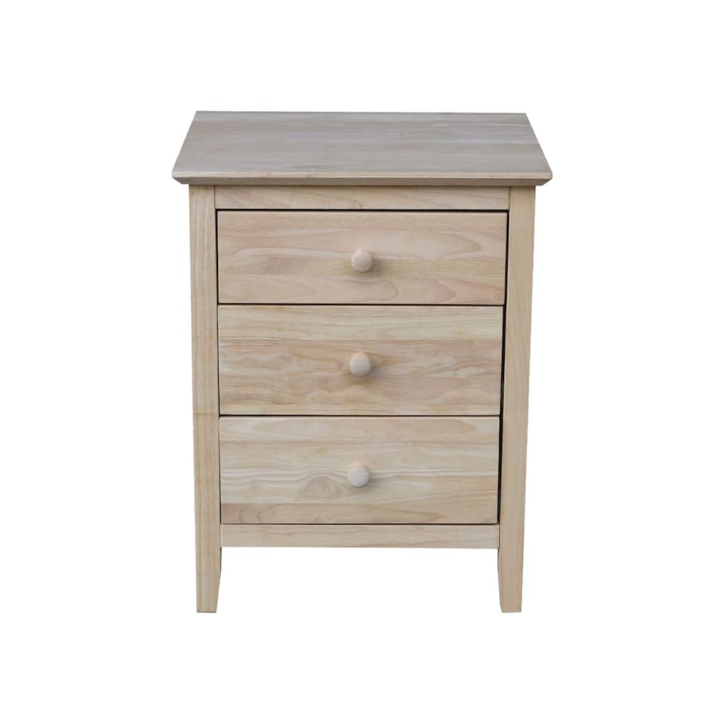 International Concepts Solid Wood Bedroom Nightstand with 3 Drawers