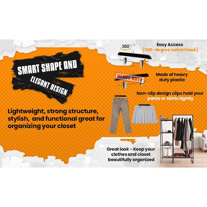 Abs Plastic Trouser Skirt Hangers, Perfect for Skirts, Pants, Slacks