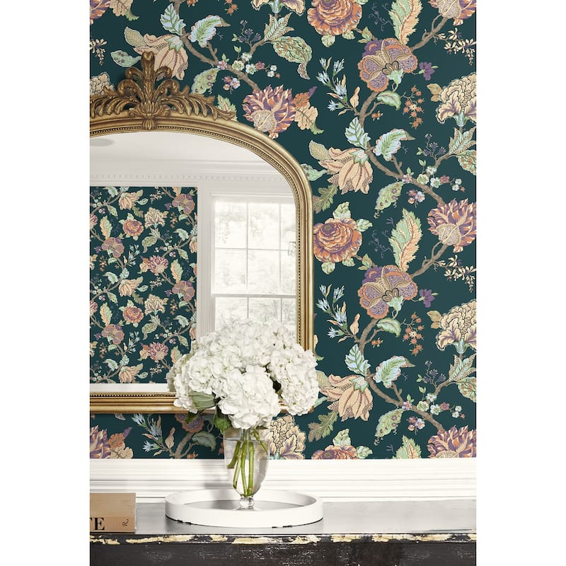 Seabrook Designs Lana Jacobean Prepasted Wallpaper