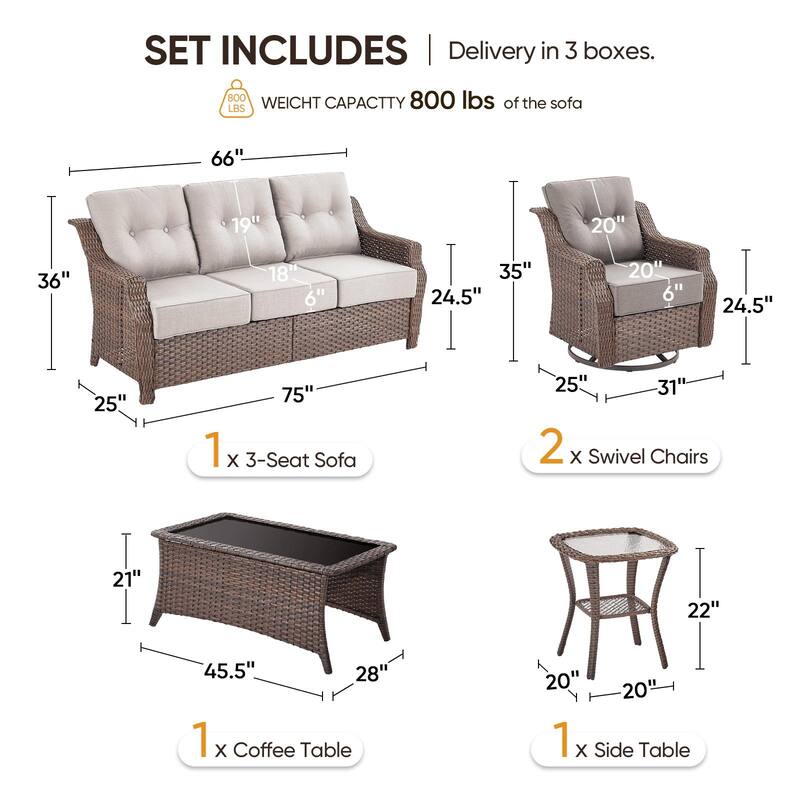Outdoor Wicker Rattan Sofa Set for Garden