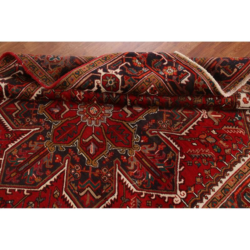 Hand Knotted Oriental 100% Wool Carpet Traditional Medallion Red Heriz Area Rug - 9' 2'' X 6' 8''