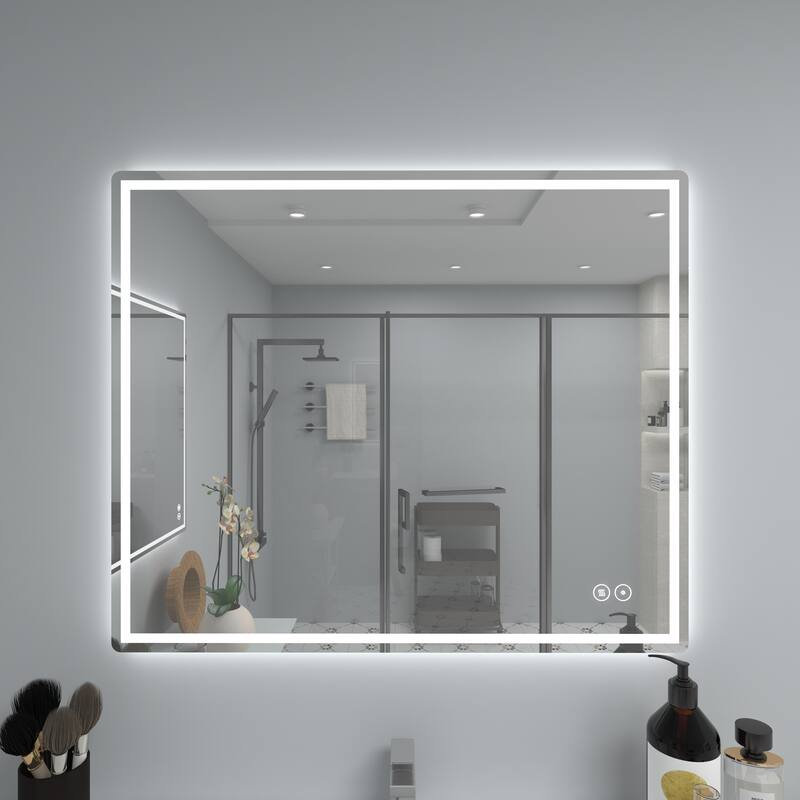 CB HOME Bathroom Mirror with Lighted, LED Wall Mounted Anti-Fog Bathroom Vanity Mirror, Backlit&Front Lighted,Frameless,Dimmable - 36''X30''