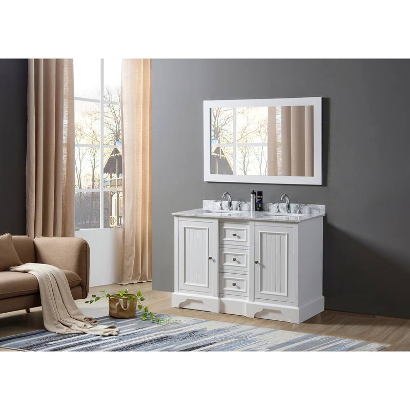 Kingswood 48 in. Vanity in White with White Carrara Marble Top