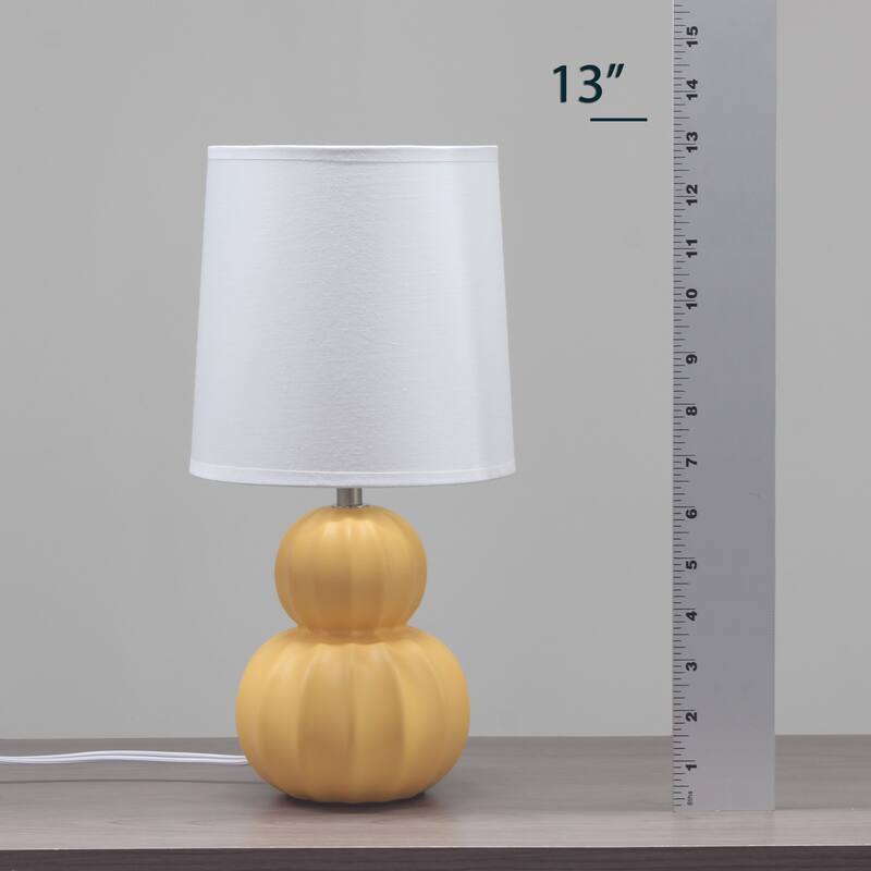 Double Gourd Ceramic Table Lamp with Tapered Shade - 12.5" - Yellow