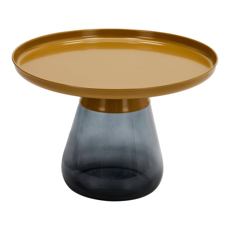 24" Matte Gold Tray Top Aeryn Nesting Table with Smoky Gray Glass Base - 24x17 - 24x17 - Black - Stainless Steel
