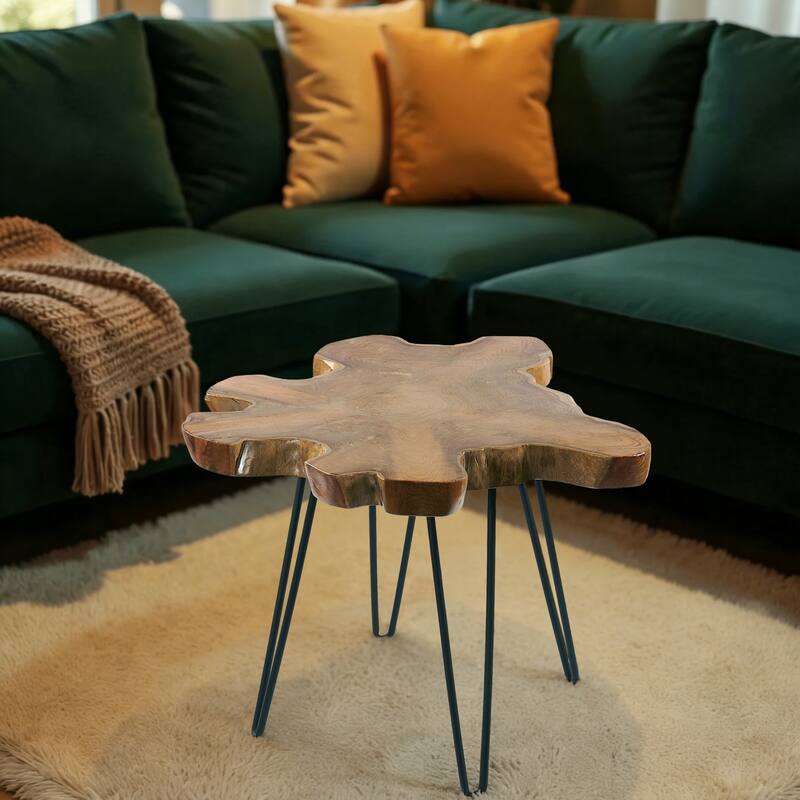 Greenage Solid Wood Teak Live Edge Natural Cut Coffee Table