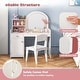 preview thumbnail 21 of 20, Costway Kid Vanity Table Chair Set 2-Color LED Lights Large Drawer - See Details