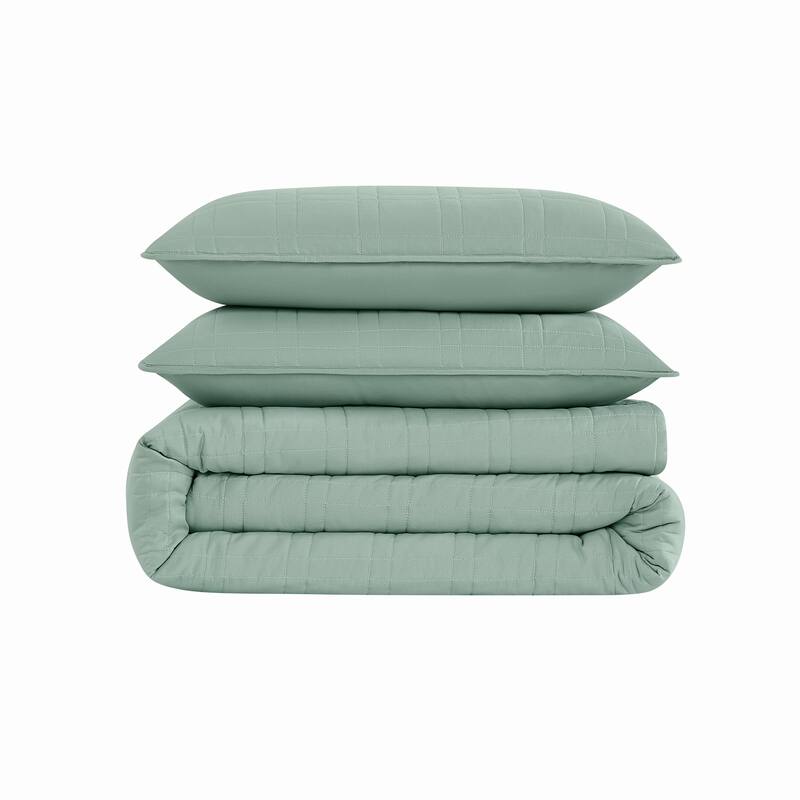 Cannon Heritage Solid 3 Piece Quilt Set - Sage Green - King
